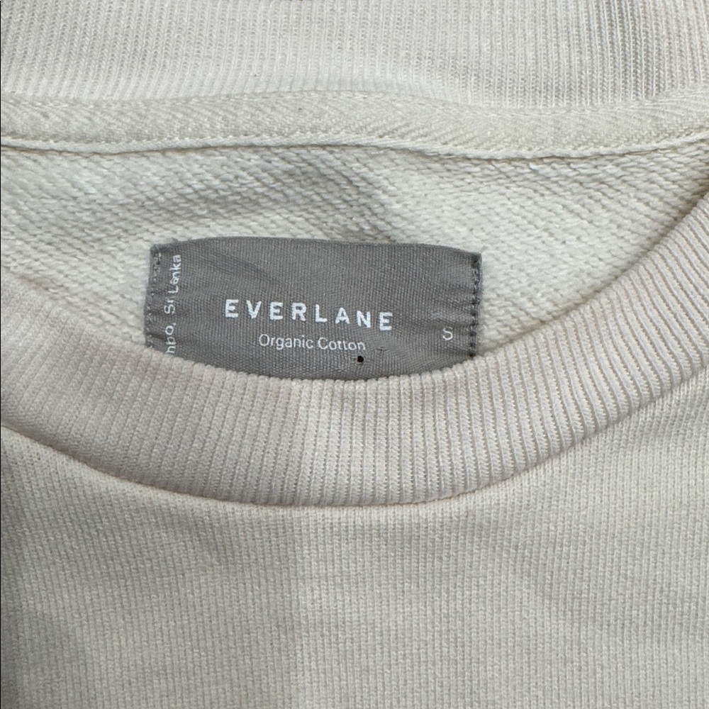 Everlane Organic Cotton Crewneck Sweatshirt “100% Human” Ivory Minimalist Size S - Picture 3 of 5